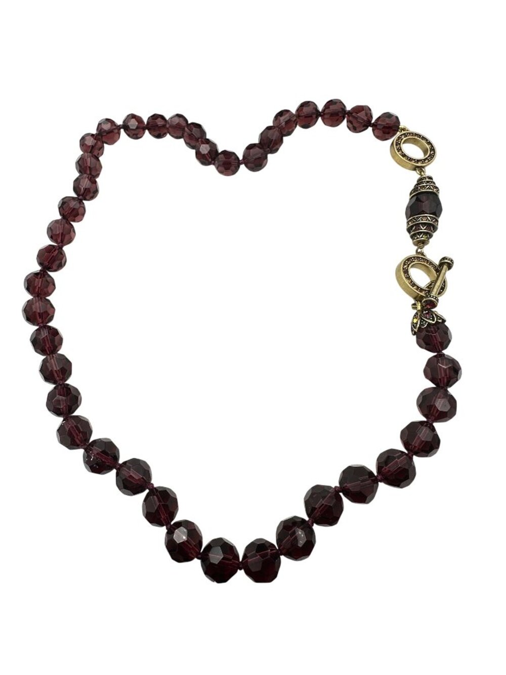 Heidi Daus Necklace Multicolor Crystal Purple Glass Bronze Toggle 24 Inch